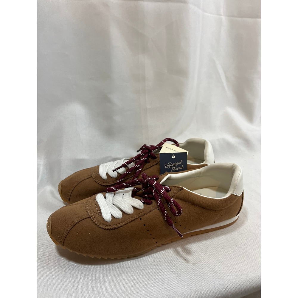 Universal Thread Womens Cognac Brown Faux Suede Memory Foam Sneakers Size 8 NWT
